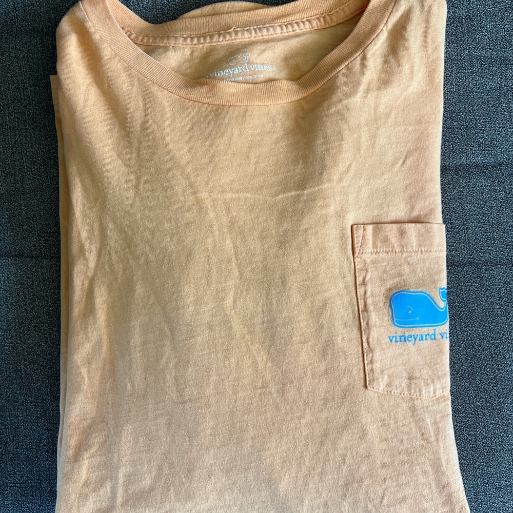 Vineyard Vines Apricot Tee with Blue Logo